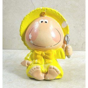 Enesco Baby Figurine Holding a Spoon Baby Shower Gift Collectible 1982 Vintage